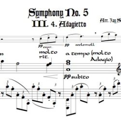 Adagietto from Symphony No. 5, for bass recorder&mdash;doubling alto&mdash;and keyboard